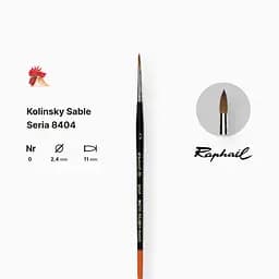 Пензель колонок круглий Raphael Kolinsky Sable, №0, професійний, коротка ручка - мініатюра 2