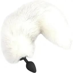 Силіконова анальна пробка з хвостом із натурального хутра Art of Sex size M White fox