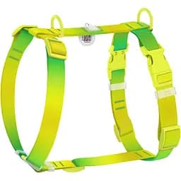 Шлея для собак Waudog Nylon Recycled анатомічна H-подібна з QR-паспортом градієнт розмір М 2х38-60х45-60 см салатова