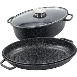 Гусятниця з жаровнею Styleberg ST-3034 з мармуровим покриттям 7 л 3.5 л, 3 предмети Чорний