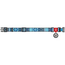 Нашийник для собак Waudog Nylon Етно синій, з QR паспортом, пластиковый фастекс, L, 31-49х2,5 см - мініатюра 2