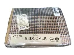 Покривало бавовняне Vladi 170х210 біло-сіро-бежеве (116010)