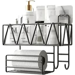 Полка настенная Stenson М50228-S с держателем 30х12.5х23 см черная (36039)