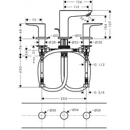 Змішувач Hansgrohe Talis E для умивальника на 3 отвори Brushed Black 71733340 Шліфований чорний хром - мініатюра 2