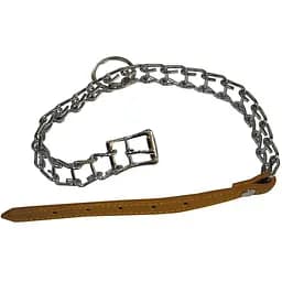 Ошейник цепь Croci с кожаным ремешком для собак 40 см x 2,5 мм