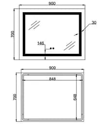 Дзеркало Lidz Kubis (KU1) 900х700 мм з LED-підсвічуванням Touch LD78LF9049070 - мініатюра 7
