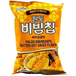 Чипсы кукурузные Paldo Bibimchips со вкусом сливочного масла и соевого соуса 80 г
