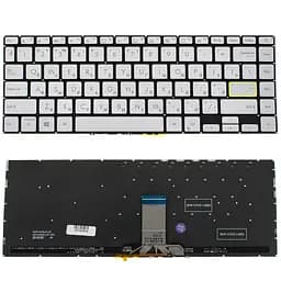 Клавіатура для ноутбука ASUS (X421 series) rus, silver, без фрейма, підсвічування клавіш