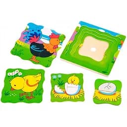 Дерев'яний багатошаровий пазл Viga Toys Півник (50113) - мініатюра 3