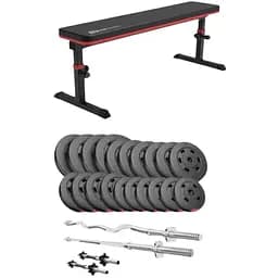 Набір Hop-Sport Premium 105кг з лавою HS-1025 Pro штангами та гантелями