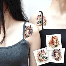 Набір тимчасових татуювань "Коні" Fresh Tattoo Horses-20-01 розмір 6х6 см - мініатюра 5