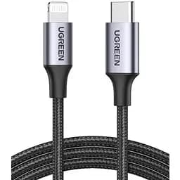 Кабель Ugreen US304 USB-C к Lightning M/M Кабель Алюминиевый корпус Плетеный 2 м Черный (UGR-60761)