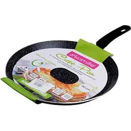 Сковорода млинцева з мармуровим покриттям і ручкою soft-touch (індукція) Kamille 30 см Чорна 000275355