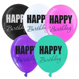 Шарик воздушный латексный с принтом 30 см (25) Happy Birthday, IDEA7-PB-32