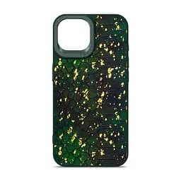 Кожаный чехол для Apple iPhone 15, Harder Nagas, зеленый, термополіуретан ТПУ + экокожа с имитацией шкуры Наги, панель, защита корпуса, противоударный, микрофибра, рамка вокру камеры, защита всего корпуса, (ARM76733)