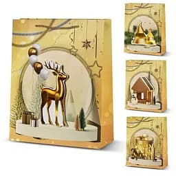 Пакет новорічний паперовий L New Year 3D, 31x40x12 см, 4 шт. в упаковці, R96628-L