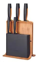 Набор кухонных ножей с бамбуковым блоком Functional Form 5 шт FISKARS kuh0014021