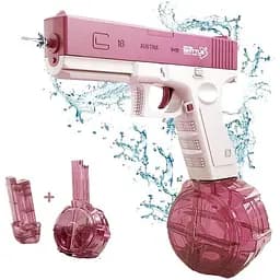 Электрический водяной пистолет высокого давления для детей и взрослых Glock Water Gun розовый