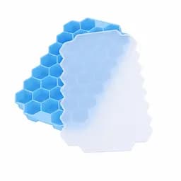 Многоразовая силиконовая форма для приготовления льда с крышкой в виде сот Голубой 88290
