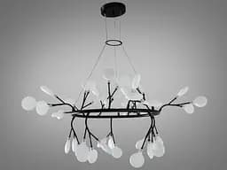 Естетично приваблива, люстра в спальню "Світлячок", 45 ламп, чорний