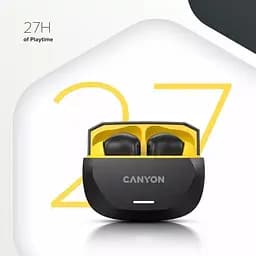 Навушники Canyon TWS HEXAGON 7 TWS ANC+ENC Wireless Charge Black Yellow (CNS-TWS7BY) - мініатюра 2