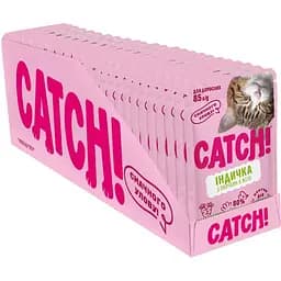 Набор влажных кормов Catch! для взрослых кошек с индейкой и овощами в желе 2.04 кг (24 шт х 85 г)