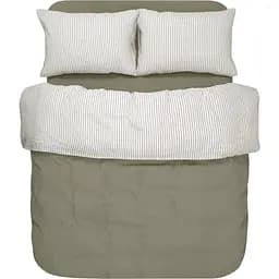 Комплект постельного белья Lotus Home Karlin stripe linen евро хаки (svt-2000022333511)