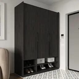 Шафа для одягу Flamecame з поличками на 3 двері у передпокій FR-05 Венге
