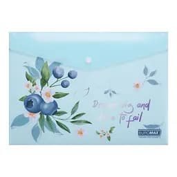 Папка-конверт А4 на кнопці BLUEBERRY ARABESKI аквамарин BM.3943-52 BUROMAX матовий напівпрозорий пластик (4823126816326)