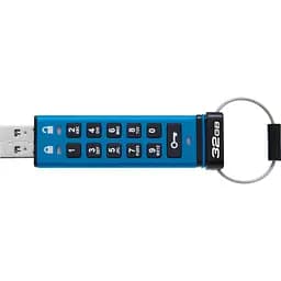 USB флеш накопичувач Kingston 32GB IronKey Keypad 200 AES-256 Encrypted Blue USB 3.2 (IKKP200/32GB) - мініатюра 2