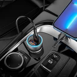 Адаптер автомобільний HOCO Type-C Lightning cable Sprinter dual port car charger NZ8 синій - мініатюра 6