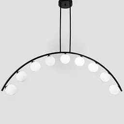 Черная люстра-дуга на 9 белых плафонов Line.F MJ 80/9 BK