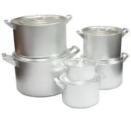 Набор из 6 матовых алюминиевых кастрюль с крышкой 2.5-3.5-4.5-10-15-20 л, Interos Серый 87003