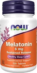 Мелатонін Melatonin NOW Foods 5 мг 120 таблеток (1190-02)