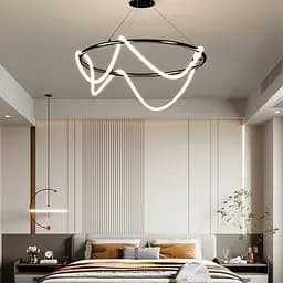 Черная кольцевая люстра с гибкой LED лентой Ø100 см (кольцо 80 см) | Ст. JU 22N-800 BK Line F