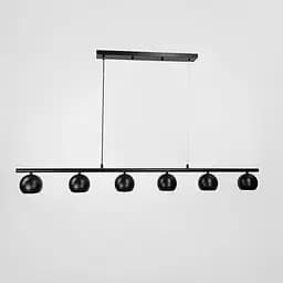 Черная металлическая люстра на 6 плафонов 120 см Ст. MJ 208-1200 BK Line F