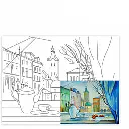 Полотно на картоне с контуром Rosa Start Города Львов 30×40 хлопок акрил