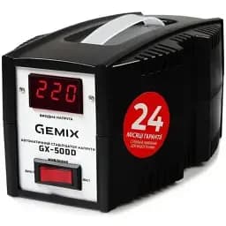 Стабілізатор Gemix GX-500D 500VA, 350W, входное напряжение 140-260V, 2 розетки (Schuko) 2.3 кг LCD дисплей