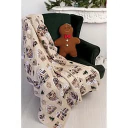 Плед в'язаний Прованс Імбирні будиночки 90х130 см бежевий (37811)