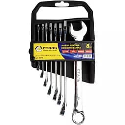 Комплект комбинированных ключей Сталь с зеркальным покрытием 8 шт. 6-19 мм (48474)