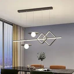 Видовжена чорна LED люстра з 2 світлодіодними ромбами та 2 плафони Line.F Довжина 120 см