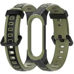 Ремешок для фитнес-браслета MiJobs для Xiaomi Mi Band 5, 6, 7 Sport 2 хаки с черным