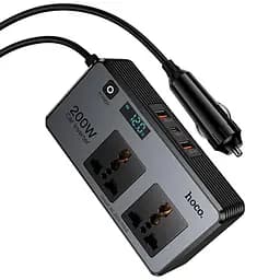 АЗП інвертор Hoco Z66 New PD66W+QC3.0 (2USB-A/1C/2xSocket) (0.5m) Black - мініатюра 6
