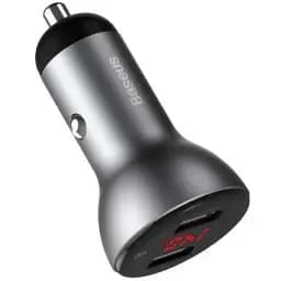 Автозарядний потужний Baseus U+U 45 W Digital Display Dual SCP Quick Charger Car Charger CCBX-B0G