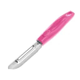 Ніж 2в1 економка овочечистка рибочистка велика з пластмасовою ручкою для очищення овочів і фруктів 20.5 см, Kitchette Рожевий 86612