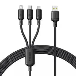 Кабель Baseus Silky One-for-Three Fast Charging USB to Micro USB+Lightning+Type-C 100W 1.5m black (P10377705123-00)