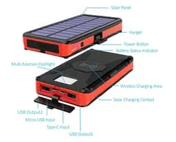Сонячний зарядний пристрій Solar panel (5 панелей по 8W) VerWireless Charging 20000mAh (PN-W09) - мініатюра 6