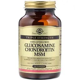 Глюкозамин хондроитин МСМ Solgar Glucosamine Chondroitin MSM тройная сила 60 таблеток