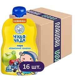 Упаковка пюре Чудо-Чадо Вітамінний салатик з вітаміном С 1.44 кг (90 г х 16 шт.)