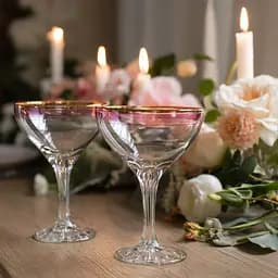 Набір келихів для коктейлів TS Kitchen фігурних на високій ніжці 2 штуки по 290 мл рожевий HP545